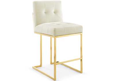 Image for Gold Ivory Privy Gold Stainless Steel Performance Velvet Counter Stool