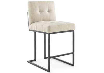 Image for Black Beige Privy Black Stainless Steel Upholstered Fabric Counter Stool