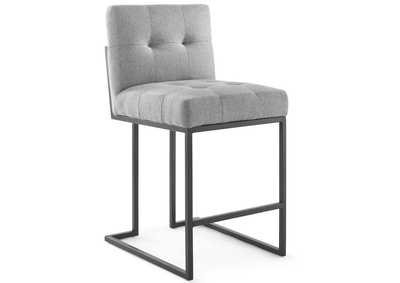 Image for Black Light Gray Privy Black Stainless Steel Upholstered Fabric Counter Stool