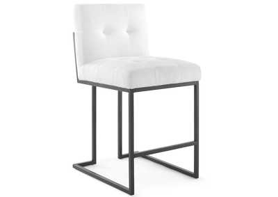 Image for Black White Privy Black Stainless Steel Upholstered Fabric Counter Stool
