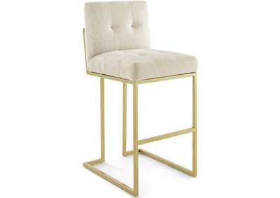 Image for Gold Beige Privy Gold Stainless Steel Upholstered Fabric Bar Stool