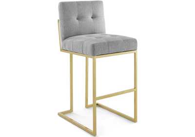 Image for Gold Light Gray Privy Gold Stainless Steel Upholstered Fabric Bar Stool