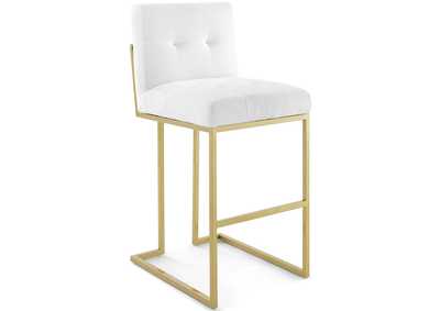 Image for Gold White Privy Gold Stainless Steel Upholstered Fabric Bar Stool