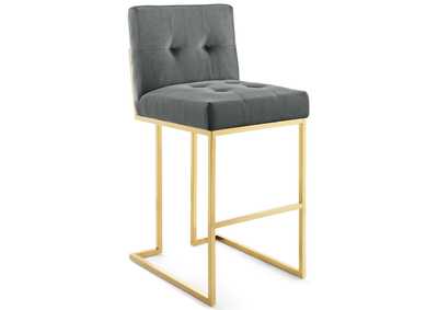 Image for Gold Charcoal Privy Gold Stainless Steel Performance Velvet Bar Stool