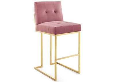 Image for Gold Dusty Rose Privy Gold Stainless Steel Performance Velvet Bar Stool