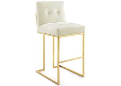Image for Gold Ivory Privy Gold Stainless Steel Performance Velvet Bar Stool
