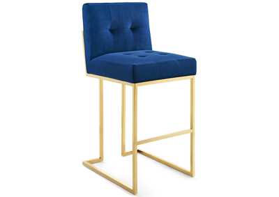 Image for Gold Navy Privy Gold Stainless Steel Performance Velvet Bar Stool