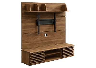 Image for Walnut Render Wall Mounted TV Stand Entertainment Center