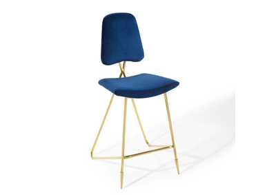 Image for Navy Ponder Performance Velvet Bar Stool