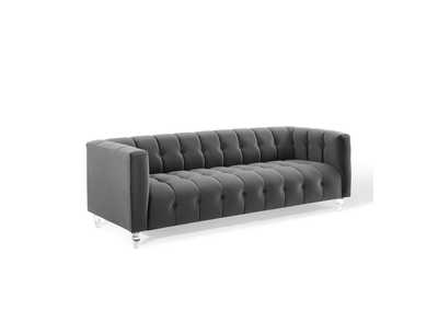 Image for Charcoal Mesmer Channel Tufted Button Performance Velvet Sofa