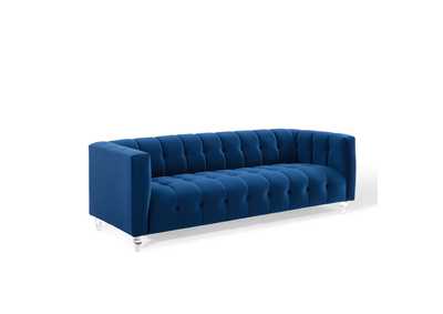 Image for Navy Mesmer Channel Tufted Button Performance Velvet Sofa