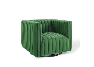 Image for Emerald Conjure Channel Tufted Performance Velvet Swivel Arm Chair