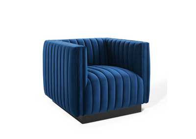 Image for Navy Conjure Channel Tufted Performance Velvet Accent Arm Chair