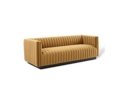 Image for Cognac Conjure Channel Tufted Velvet Sofa