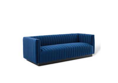 Image for Navy Conjure Channel Tufted Velvet Sofa