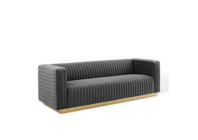Image for Charcoal Charisma Channel Tufted Performance Velvet Living Room Sofa