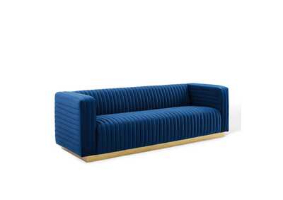 Image for Navy Charisma Channel Tufted Performance Velvet Living Room Sofa