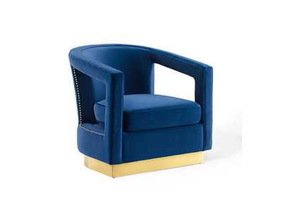 Image for Navy Frolick Performance Velvet Arm Chair