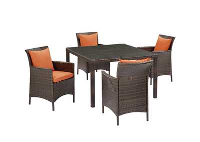 Image for Conduit Brown Orange 5 Piece Outdoor Patio Wicker Rattan Set