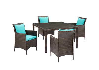 Image for Brown Turquoise Conduit 5 Piece Outdoor Patio Wicker Rattan Set