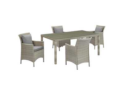 Image for Light Gray Gray Conduit 5 Piece Outdoor Patio Wicker Rattan Dining Set