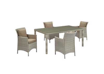 Image for Light Gray Mocha Conduit 5 Piece Outdoor Patio Wicker Rattan Dining Set
