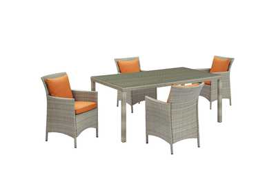Image for Light Gray Orange Conduit 5 Piece Outdoor Patio Wicker Rattan Dining Set