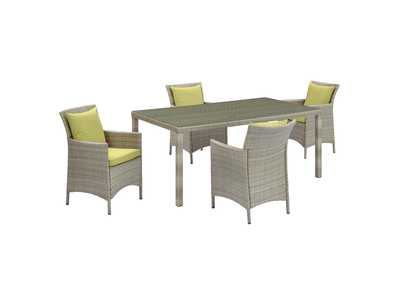 Image for Light Gray Peridot Conduit 5 Piece Outdoor Patio Wicker Rattan Dining Set