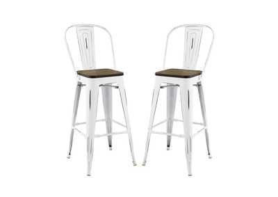 Image for White Promenade Bar Stool Metal [Set of 2]