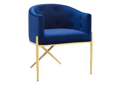Image for Navy Savour Tufted Performance Velvet Accent Arm Dining Chair