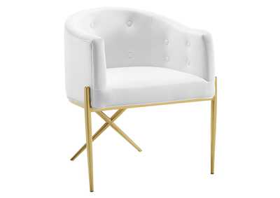 Image for White Savour Tufted Performance Velvet Accent Arm Dining Chair