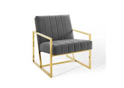 Image for Charcoal Inspire Channel Tufted Performance Velvet Arm Chair