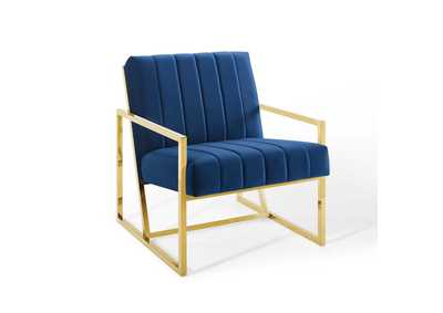 Image for Navy Inspire Channel Tufted Performance Velvet Arm Chair