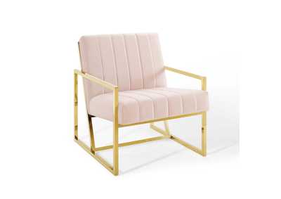 Image for Pink Inspire Channel Tufted Performance Velvet Arm Chair