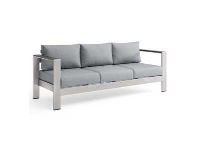 Image for Silver Gray Shore Outdoor Patio Aluminum Sofa