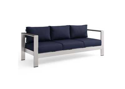 Image for Silver Navy Shore Outdoor Patio Aluminum Sofa