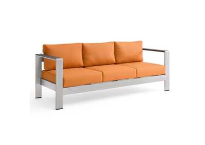 Image for Silver Orange Shore Outdoor Patio Aluminum Sofa