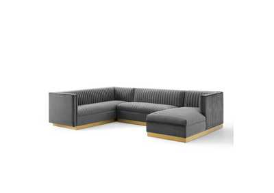 Image for Gray Sanguine 3 Piece Performance Velvet Sectional Sofa Set