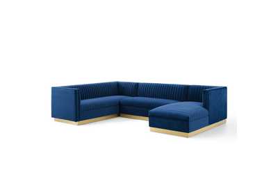 Image for Navy Sanguine 3 Piece Performance Velvet Sectional Sofa Set
