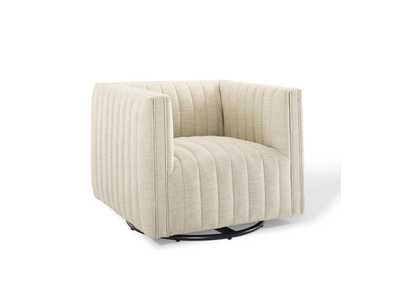 Image for Beige Conjure Tufted Swivel Upholstered Arm Chair