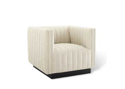 Image for Beige Conjure Tufted Upholstered Fabric Arm Chair