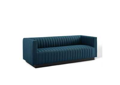 Image for Azure Conjure Tufted Upholstered Fabric Sofa