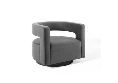 Image for Gray Spin Cutaway Performance Velvet Swivel Arm Chair