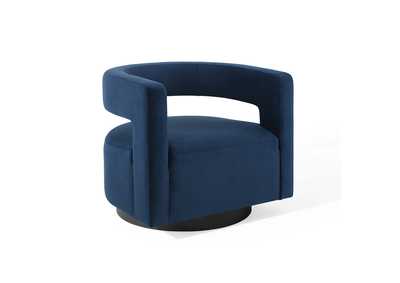 Image for Midnight Blue Spin Cutaway Performance Velvet Swivel Arm Chair