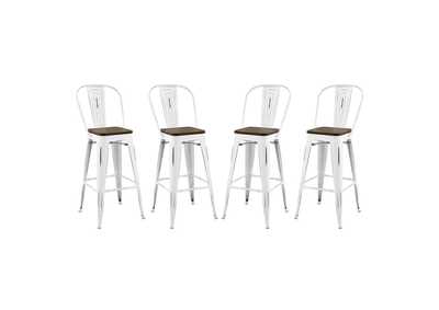 Image for White Promenade Bar Stool Metal [Set of 4]