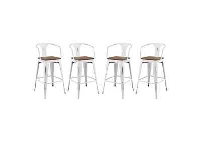 Image for White Promenade Bar Stool [Set of 4]