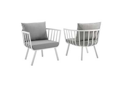 Image for White Gray Riverside Outdoor Patio Aluminum Armchair [Set of 2]