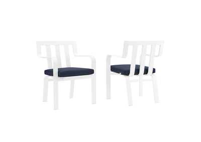 Image for White Navy Baxley Outdoor Patio Aluminum Armchair [Set of 2]