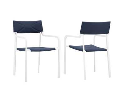 Image for White Navy Raleigh Outdoor Patio Aluminum Armchair [Set of 2]