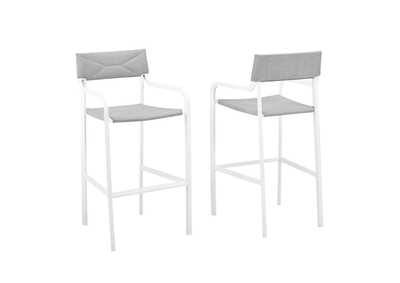 Image for Raleigh White Gray Outdoor Patio Aluminum Bar Stool [Set of 2]